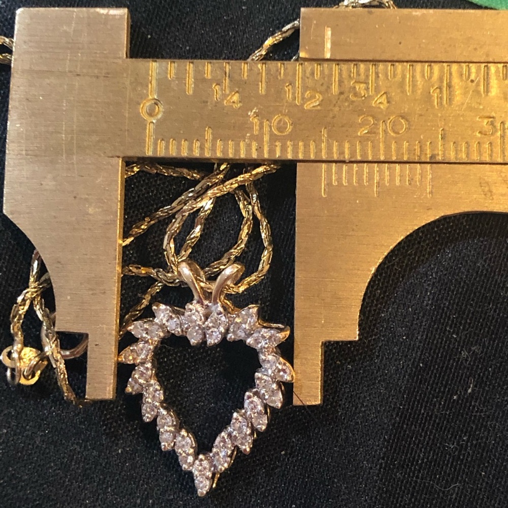 14K Heart diamonds necklace - Picture 7 of 10